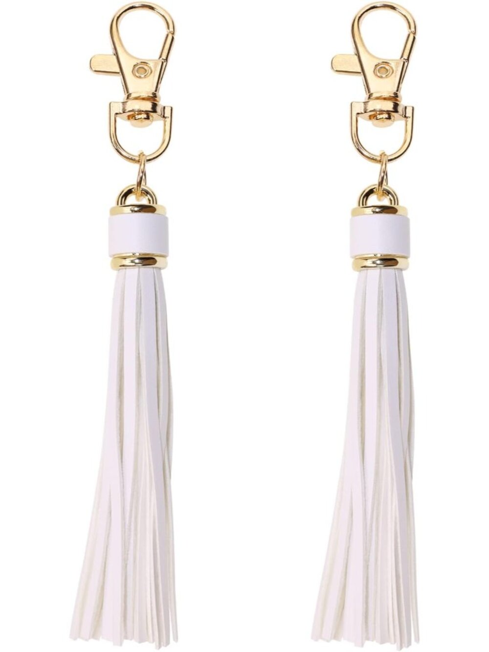2Pcs 5.9'' Large PU Leather Tassel with Lobster Swivel Keychain Pendant for Hand